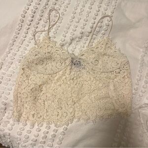 Zara Woman Cream Lace Bralette Top